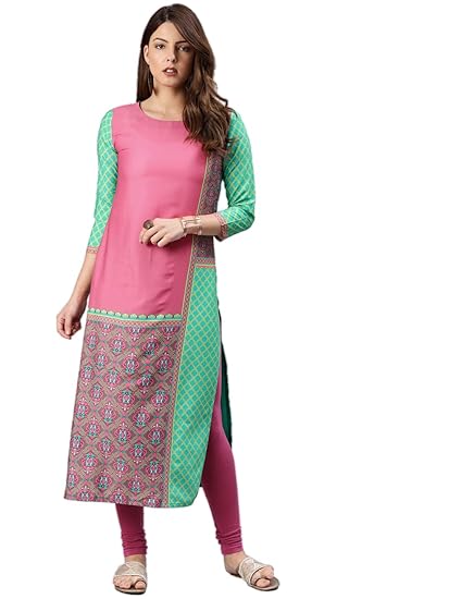 Crepe Digital Printed Kurti(VPK1588_Pink_Free Size)