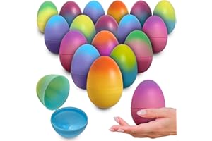 Stargo 32 Pack 3.2” Large Colorful Ombre Easter Eggs Empty - with hinges, Bright Pastel Colored, Plastic Easter Eggs Fillable