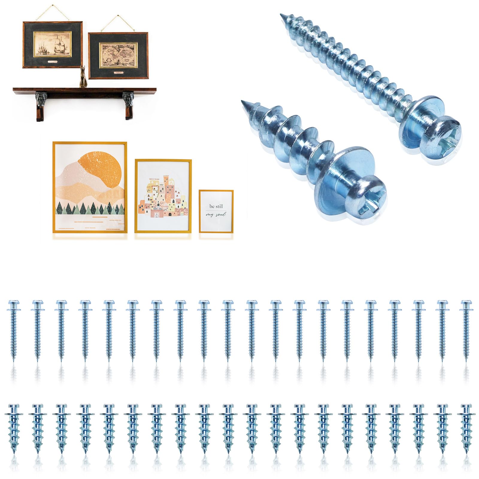 laffeya Double Headed Bear Claw, Sawtooth Picture Hangers, Great for Hanging Canvas Art, Mirrors, Picture Screws Bear Claw (Silver, 0.8+1.1 Short)