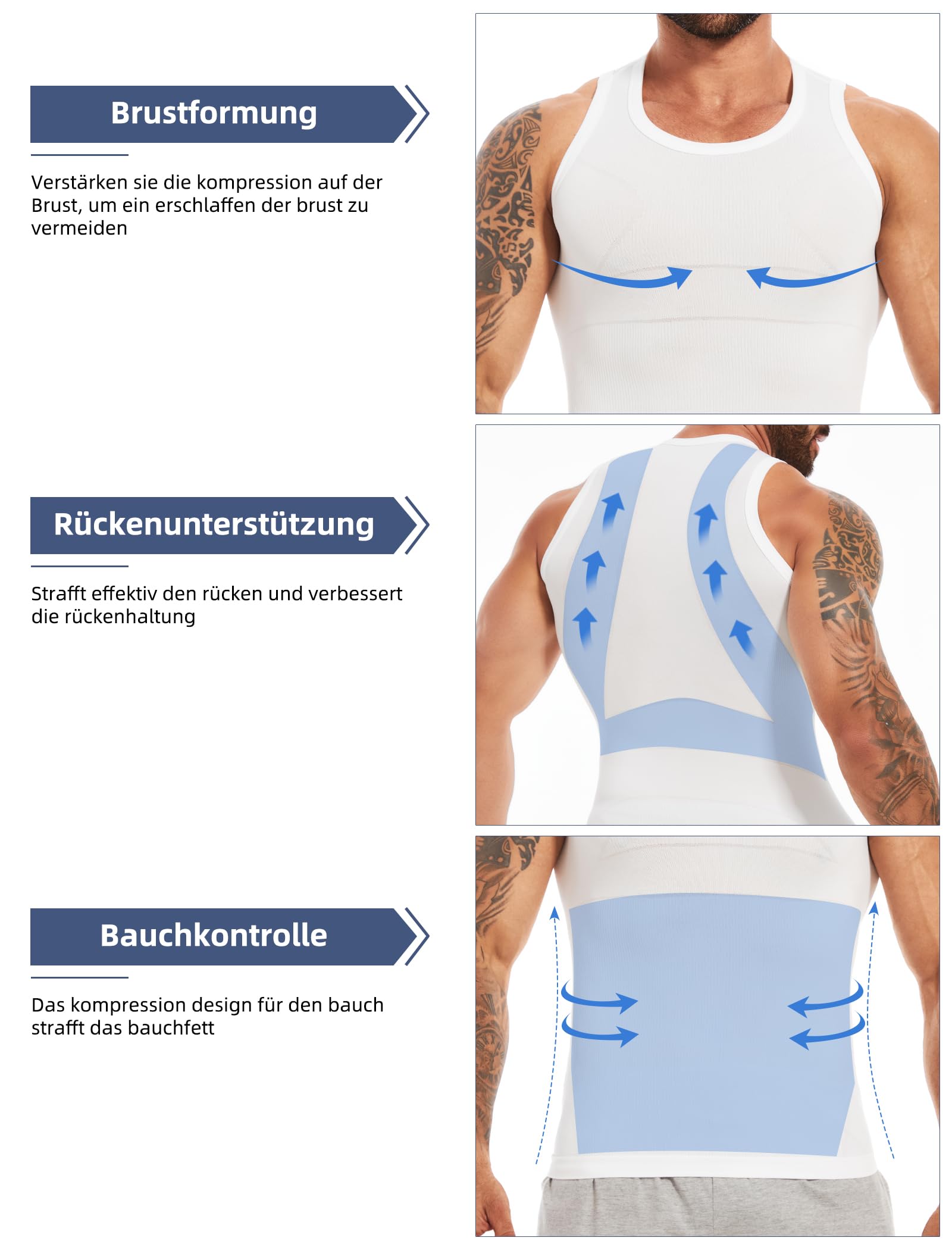 MISS MOLY Herren Kompressionsshirt Ärmellos Body Shaper Elastische Bauchweg Unterhemd Tank Top Figurformend Weste 2