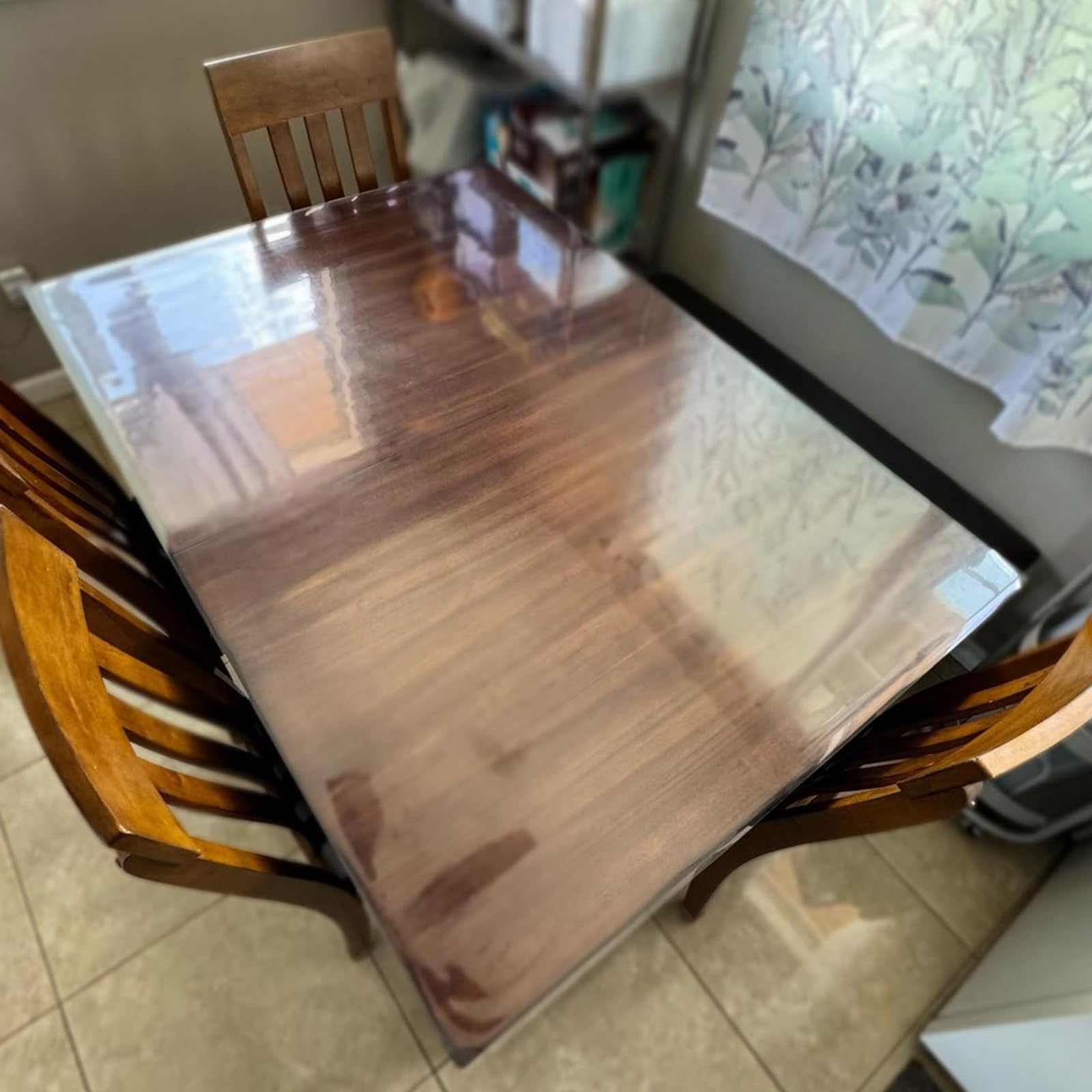 Photo 1 of 150x356 cm / 59x140 in Clear Table Cover Protector, Transparent 2 (mm) Thickness, Clear Desk Pad Mat, Rectangle Waterproof Table Top Protector, Scratch Proof and Easy Cleaning