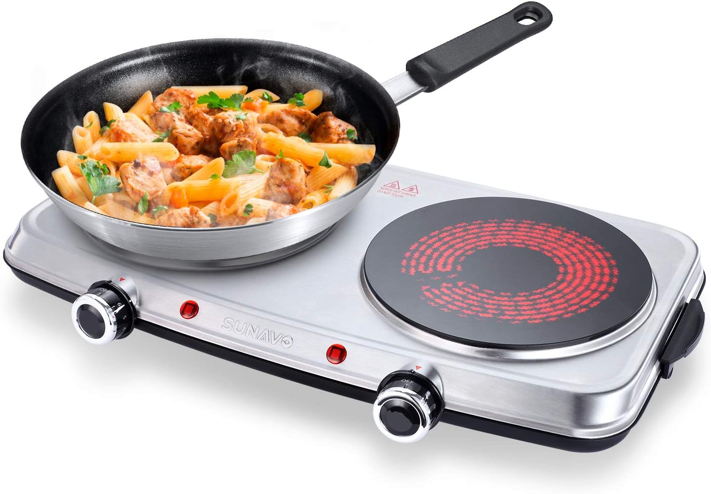SUNAVO Hot Plates for Cooking, 2400W Electric Double Burner with