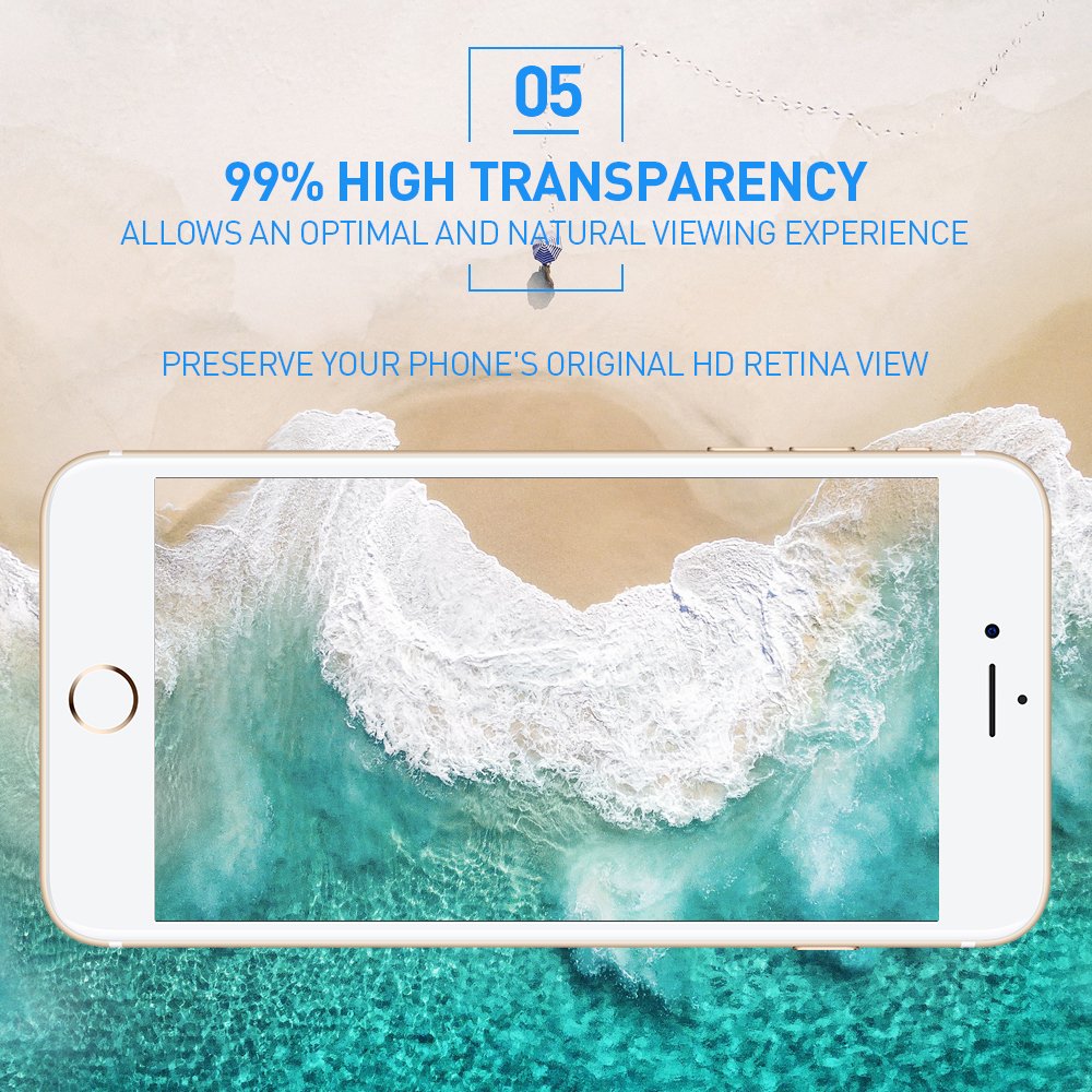 iPhone 8 Plus 7 Plus Screen Protector, WengTech 3D Curved 9H Hardness Bubble Free Anti-Scratch Touch Sensitive Tempered Glass Screen Protector Film for iPhone 8 Plus iPhone 7 Plus 5.5 inch (White, 2 Pack)