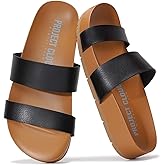 Project Cloud Sandals Women with Lightweight Plush & Soft Insole Two-Strap & Non-Slip Womens Slide - Summer Sandals for Women 2026 (HILLTOP, BLK, 9)