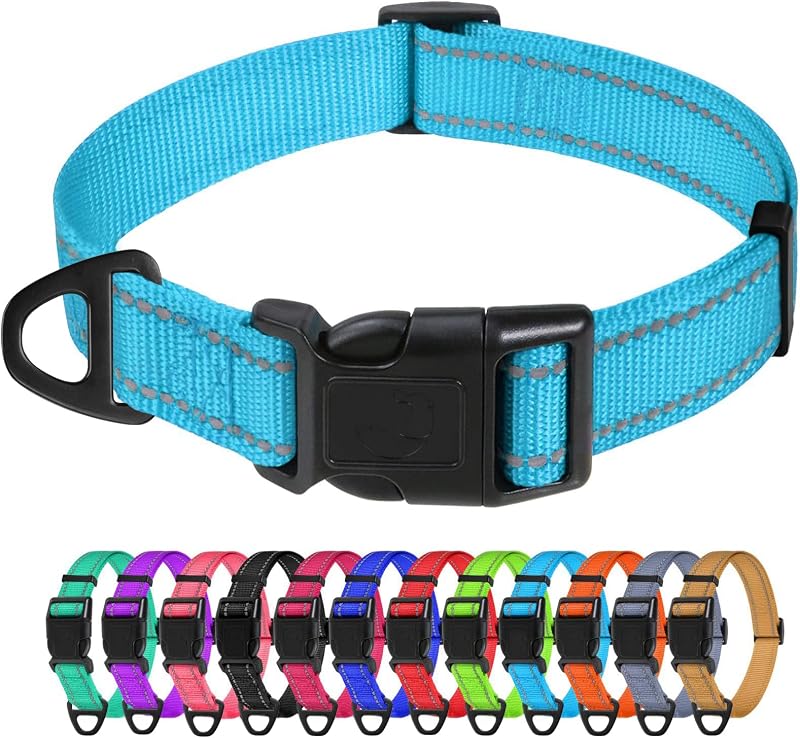 TagMe Reflective Nylon Dog Collars Adjustable 2.0 cm SkyBlue Small Dogs