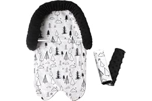 Boryokun Head Support & Strap Cover for Baby Car Seats, Infant Car Seat Insert for Newborn, Soft Minky Carseat Insert Cushion Pad, Perfect for Carseats, Strollers, Swings