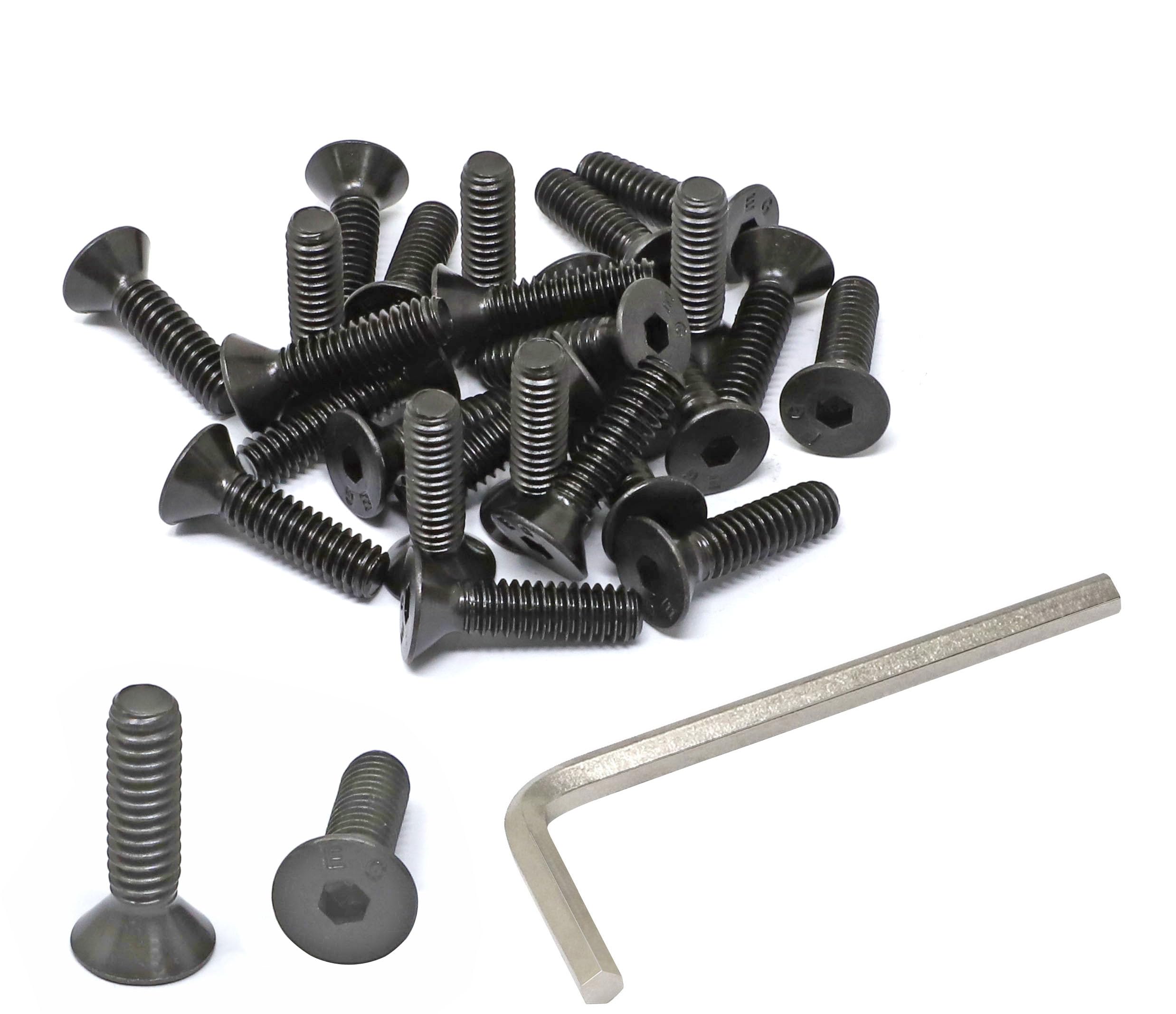 Photo 1 of iexcell 25 Pcs 1/4-20 x 1 Alloy Steel 10.9 Grade Hex Socket Flat Head Cap Screws Bolts Kit, Black Oxide Finish
