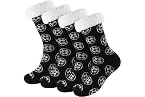 Shyyween 2 Pairs Kids Fuzzy Softball Baseball Socks Fleece Lined Winter Thermal Slipper Socks for Boys Girls Indoor Gifts
