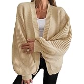 Cicy Bell Womens Oversized Cardigan Sweaters Trendy Open Front Long Lantern Sleeve Chunky Knit Sweater