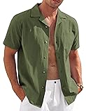 COOFANDY Mens Cotton Shirts Short Sleeve Casual