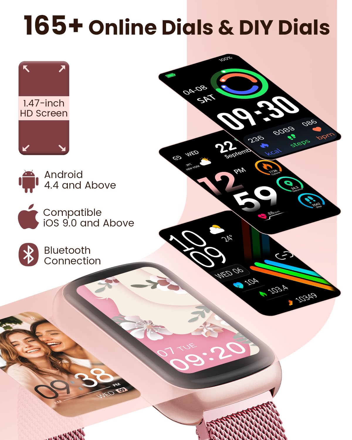 Fitness Tracker- Smart Watches for Women Men with 24/7 Heart Rate Monitor Blood Oxygen Sleep Tracker, Waterproof Fitness Watch, Activity Smartwatch for Android iPhone, Calorie Distance Pedometer, Gift - Image 7