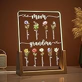 LUCKOR Custom Valentines Gifts for Mom Grandma, Personalized Mothers Day Gifts, Customized Birth Month Flower with Names, Mother's Day Gift Ideas for Mom Grandma from Daughter Son Kids