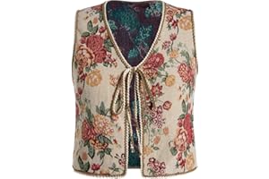 SweatyRocks Women's Floral Print V Neck Vest Tie Front Sleeveless Boho Vests Tops
