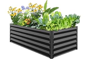 Digtokore Raised Garden Bed, 6x3x1.5ft Planter Boxes Galvanized Steel Raised Garden Beds for Vegetables Outdoor, Easy Assembl