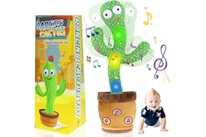 Qwifyu Dancing Cactus Talking Baby Toys, Talking Cactus Mimicking Toys Repeating What You Say Singing Recording with Volume Adjustable & 120 English Songs Plush Toy Birthday Gifts for Kids Boys Girls