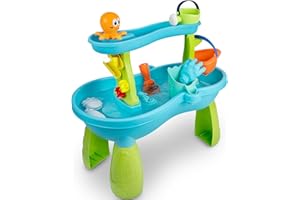 Laoyebaohao Kids Water Table for Toddlers 2-Tier Water Table Outdoor Toys for Toddlers Boys Girls Water Sand Activity Tables Summer Outdoor Water Toys for Outside Backyard for Toddlers Age 3-5