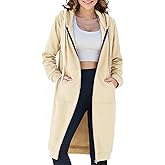 Ablanczoom Womens Long Zip Up Hoodies Comfortable Fleece Fashion Sweatshirts 2026 Casual Jackets with Pockets
