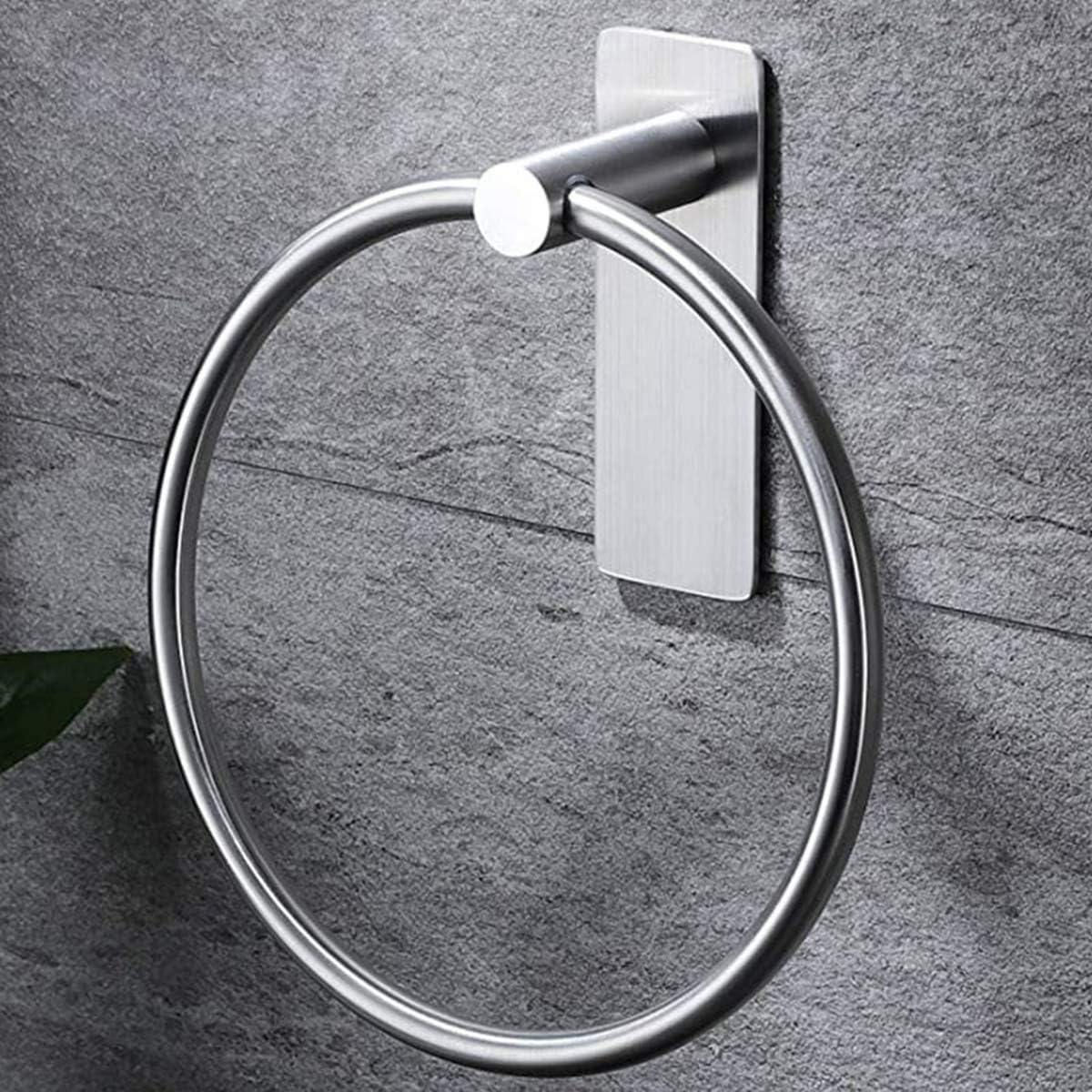 BIBILAB Self Adhesive Towel Holder, Stainless Steel Towel Ring Drill Free Hand Towel Bar for Bathroom (1): Kitchen & Dining