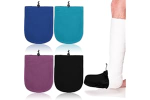 Cuffbow 4 Pack Foot Cast Toe Cover Socks Soft Warm Cast Toe Protector Covers for Men and Women Fingocker S Adjustable with Drawstring(Black Purple Turquoise Blue)