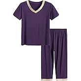 Latuza Women's Sleepwear Tops with Capri Pants Pajama Sets