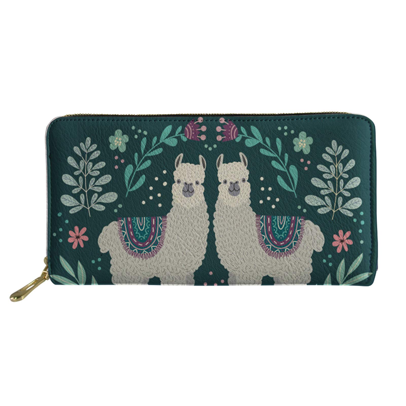 Coloranimal Unisex Gift Llama Wallet Kawaii Fimaly Alpaca Business Clutch Purse Travel Coin/Money/Cash Leather Zipper Wallets