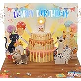 Musical Birthday Cards, Funny Pop Up Cat Birthday Card with Colourful Lights, Greeting Card with Blow Out Candles & DIY Numeric Ages, Birthday Cards for Boys, Girls, Men, Women, Wife, Cat Lovers
