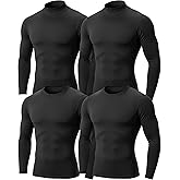 Coume 4 Pack Men's Compression Shirts Long Sleeve Athletic Workout Sports Undershirt Base Layer Top Winter Sports Gear