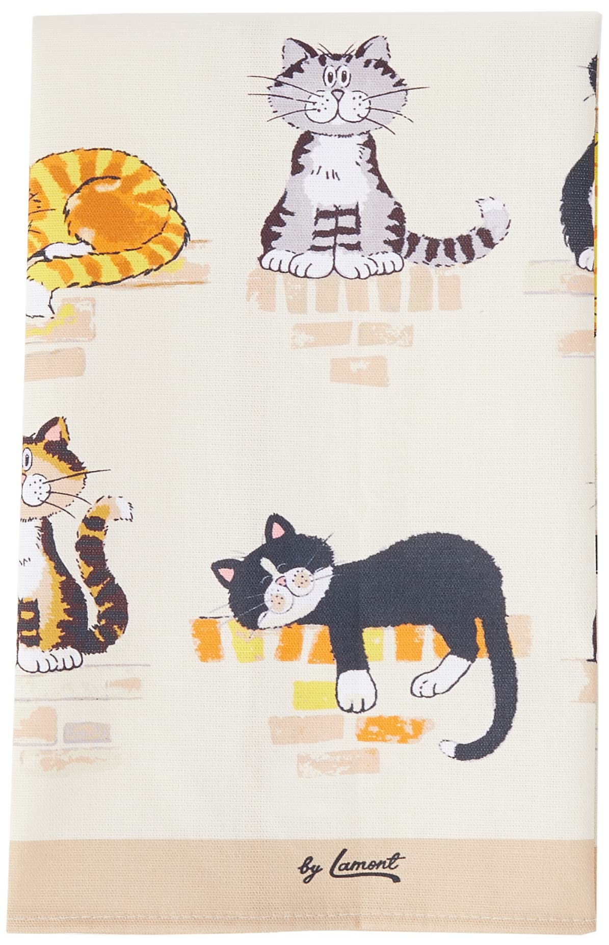 Samuel Lamont When The Cat's Away Cotton Tea Towel, Beige, One Size
