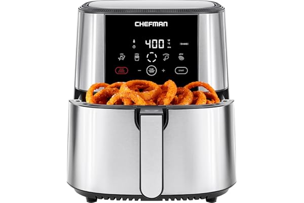 Chefman TurboFry® Touch Air Fryer, XL 8-Qt Family Size, One-Touch Digital Control Presets, French Fries, Chicken, Meat, Fish,