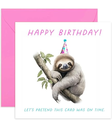 Oversize Belated Birthday Card - Funny Sloth Hiking Design | 8.5x11 Inch Jumbo Card | Made In USA