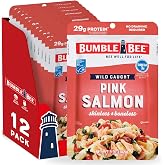 Bumble Bee Wild Caught Pink Salmon Pouch, 5 oz (Pack of 12) | 29g Protein per Packet, Omega-3 Rich, Gluten Free, Keto &amp; GLP-1 Friendly, Skinless &amp; Boneless, Ready to Eat