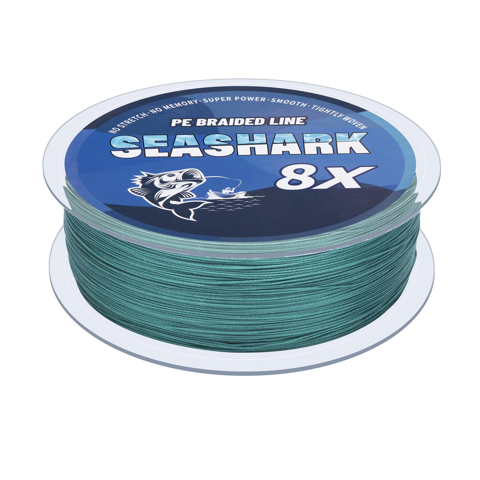 Seashark Braided Fishing Line Color Never Fade 8 Strands Super Strong PE Fishing Line Abrasion Resistant Fishing Wire Tensile 6lb to 80lb (Moss Green, 30lb 0.26mm-300m/328Yards)