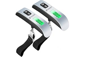 GinzaTravel Electronic Luggage Scale 110 Lbs High Precision Travel Digital Hanging Scales 50kg luggage Scale (Silver, 2PCS A)