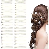 Classicseali 36 Pcs Pearl Pins for Hair,Different Size Single Pearl Hair Pins for Bridal Hairs Accessories, U Shaped Wedding Hairs Pearls for Brides Bridesmaid Women's Styling