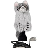 Golf Driver Headcover Maine Coon Cat, Plush Animal Golf Club Head Cover | Realistic Maine Coon Design, Soft Plush, Fits Up to 460cc Drivers, Protective Lining, Perfect Golf Gift