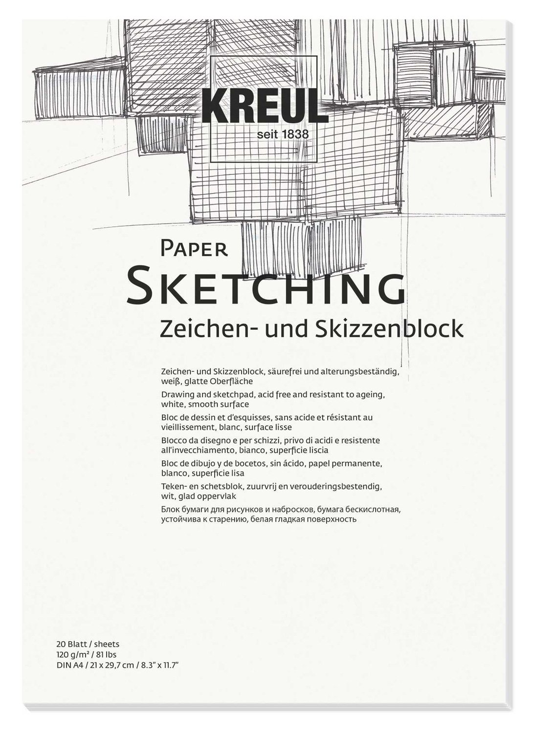 KREUL 69002 – Paper Sketching Drawing and Sketching Pad – 20 A4 sheets