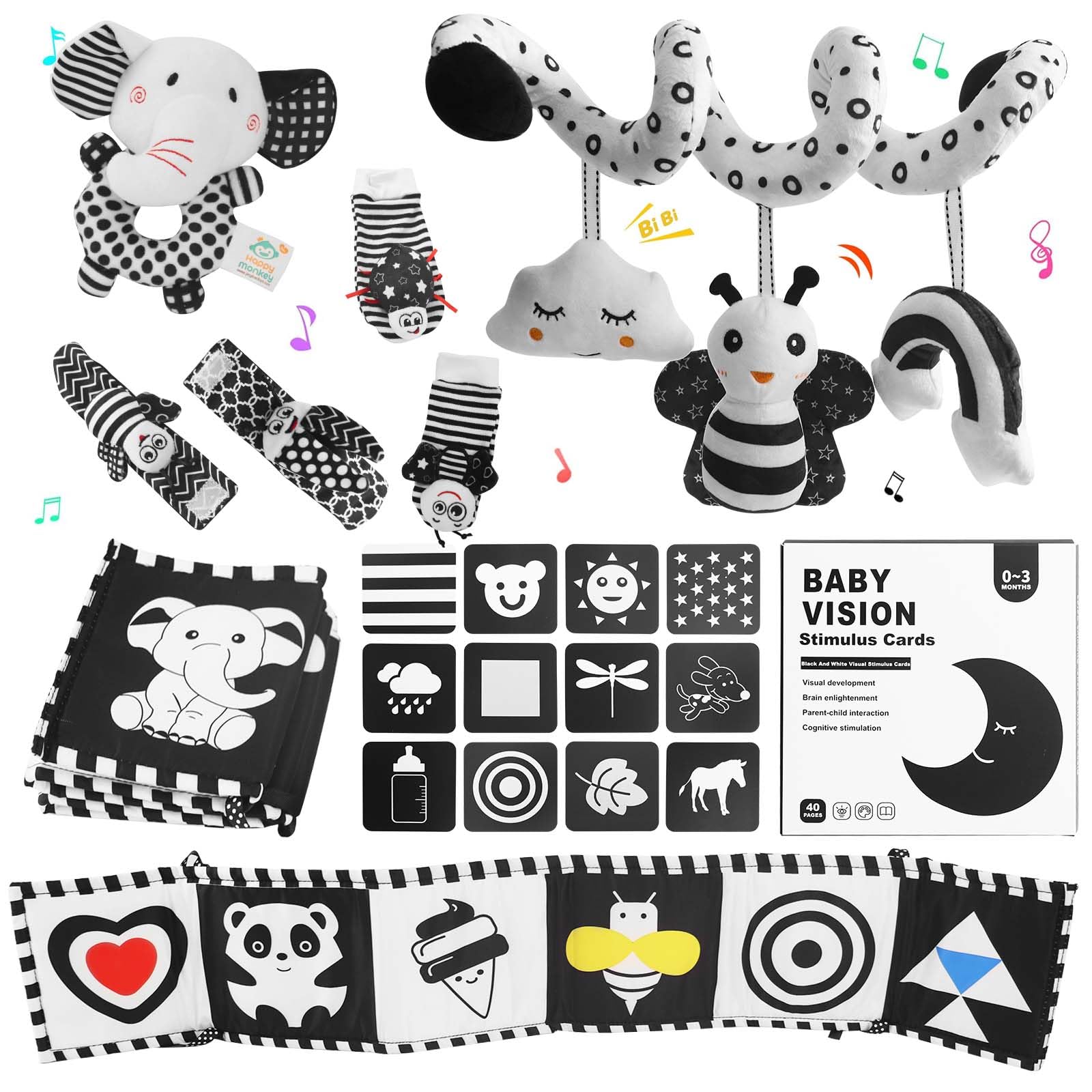 Photo 1 of VIESMUMU High Contrast Baby Toys for Newborn, Black and White Baby Toys, Car Seat Hanging Rattle Toy for Newborn Brain Visual Development, Boys Girls Toddler Gifts