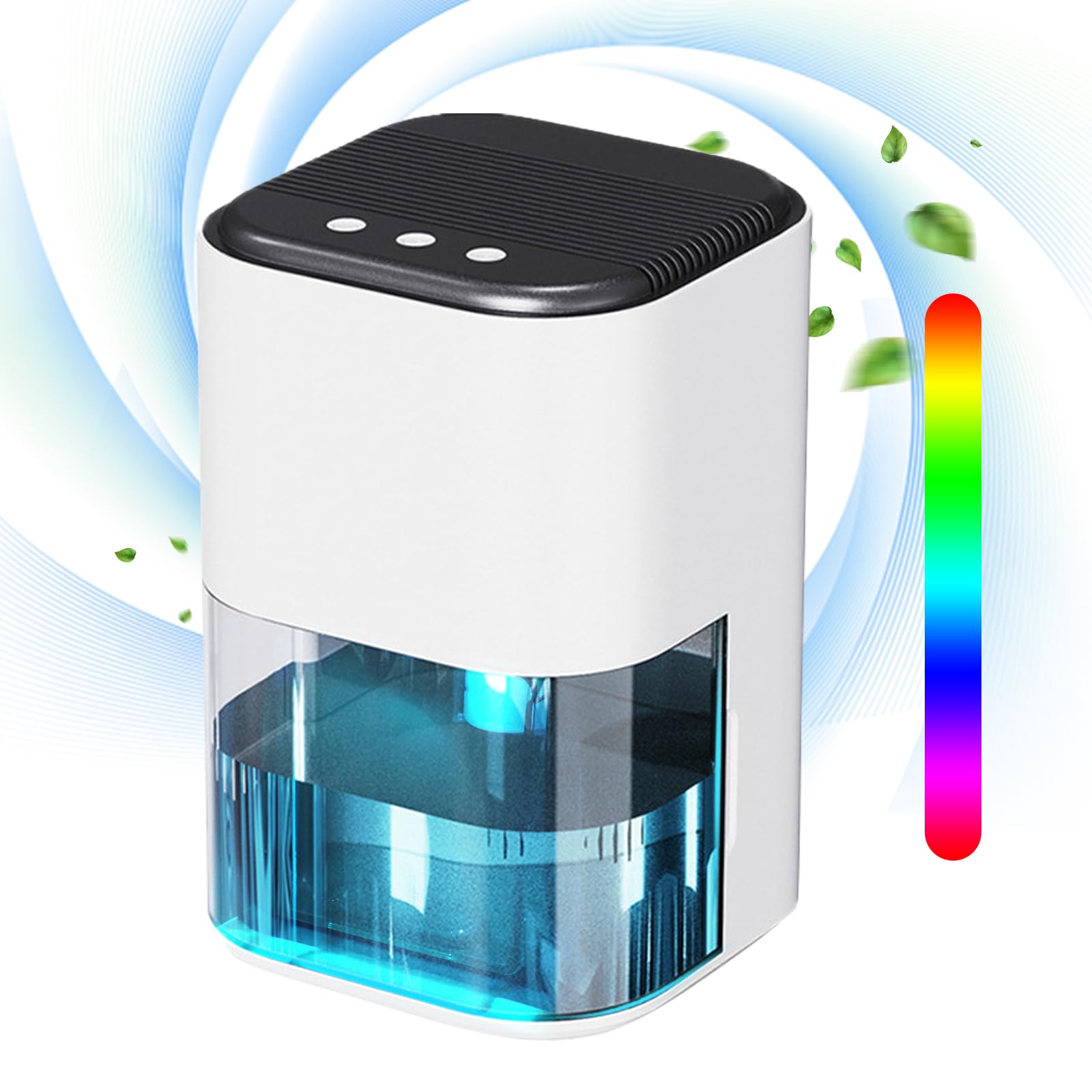 Vehoukli Dehumidifier for Home, 2000ML Dehumidifiers for Bedroom Electric with 7 Colorful LED, Dehumidifier Ultra Quiet for Drying Clothes, Bathroom, Office, RV