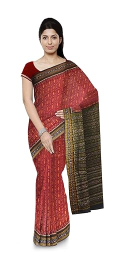 Boyanika Womens Sambalpuri Cotton Saree With Blouse Piece (boyanika 44_Crimson Red)