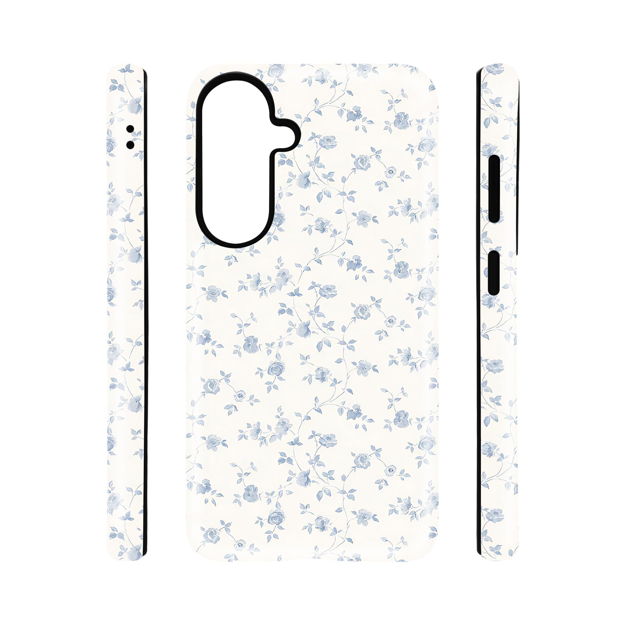 qizjio Vintage Blue Rose Floral Aesthetic Phone Case, Shockproof Protective Cover for Samsung Galaxy S26