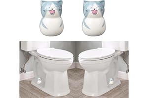 RENUIS 2 Pcs Ceramic Cat Toilet Floor Bolt Caps,Cute Animal Toilet Bowl Screw Covers,Toilet Bolt Figurine,Toilet Bowl Cap Covers,Decorative Bathroom Toilet Bolt Easy Installation (Han)