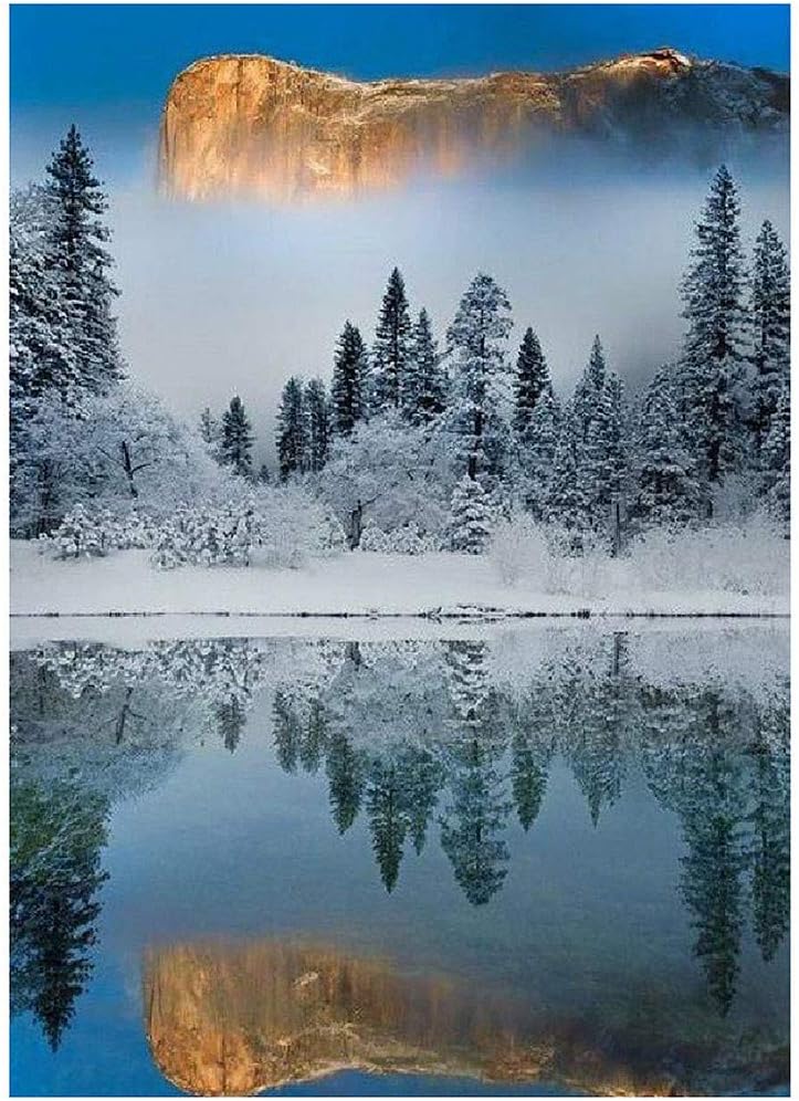 Poniu DIY 5D Diamond Painting by Number Kits Painting Cross Stitch Full Drill Crystal Rhinestone Embroidery Pictures Arts Craft for Home Wall Decor Gift Landscape