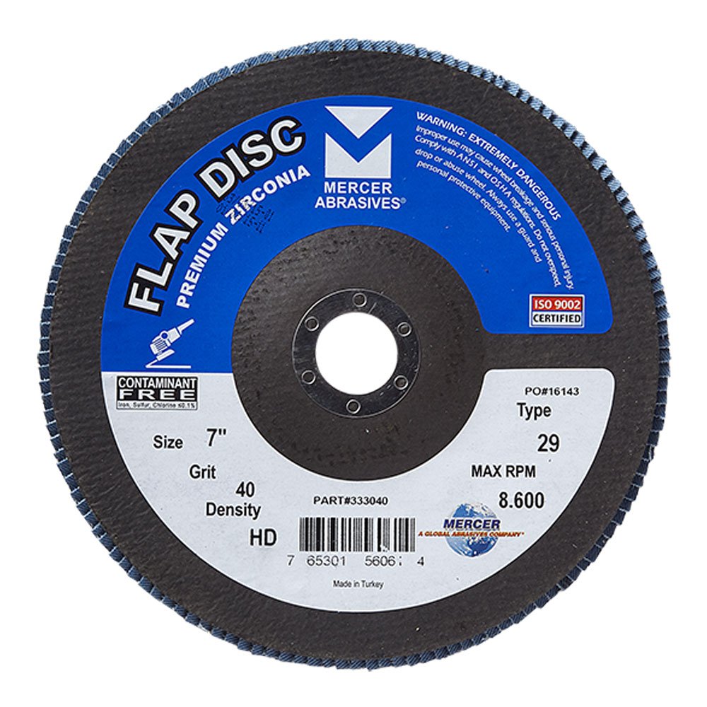 Mercer Industries 333040 Zirconia Flap Disc, High Density, Type 29, 7