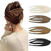 ANBALA 4Pcs Long Lay Flat Hair Clips for Women Matte Flat Claw Clips Strong Hold, No Slip Claw Clip for Thin Curly Hair