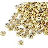 500 PCS 4 x 7mm Round Letter Beads Vintage Golden Alphabet Acrylic Letter Beads