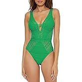 Becca Color Play One Piece Swimsuit, Plunge Neck, Crochet, Bathing Suits for Women
