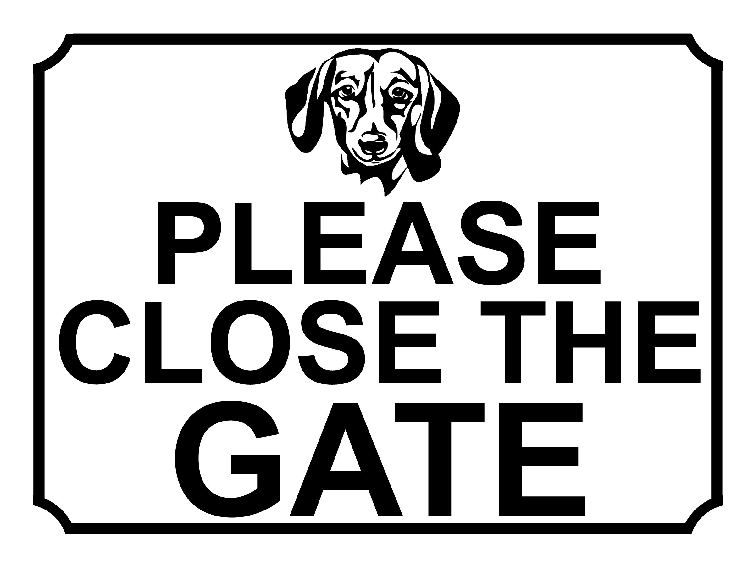 SHAWPRINT PLEASE CLOSE THE GATE DOG THEME METAL SIGN 267MM X 200MM (488H1L) LARGE 10" X 8"