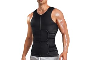 MOLUTAN Sauna Vest for Men with Waist Trainer Zipper Neoprene Sauna Sweat Suit Tank Top Workout Waist Trimmer Vest
