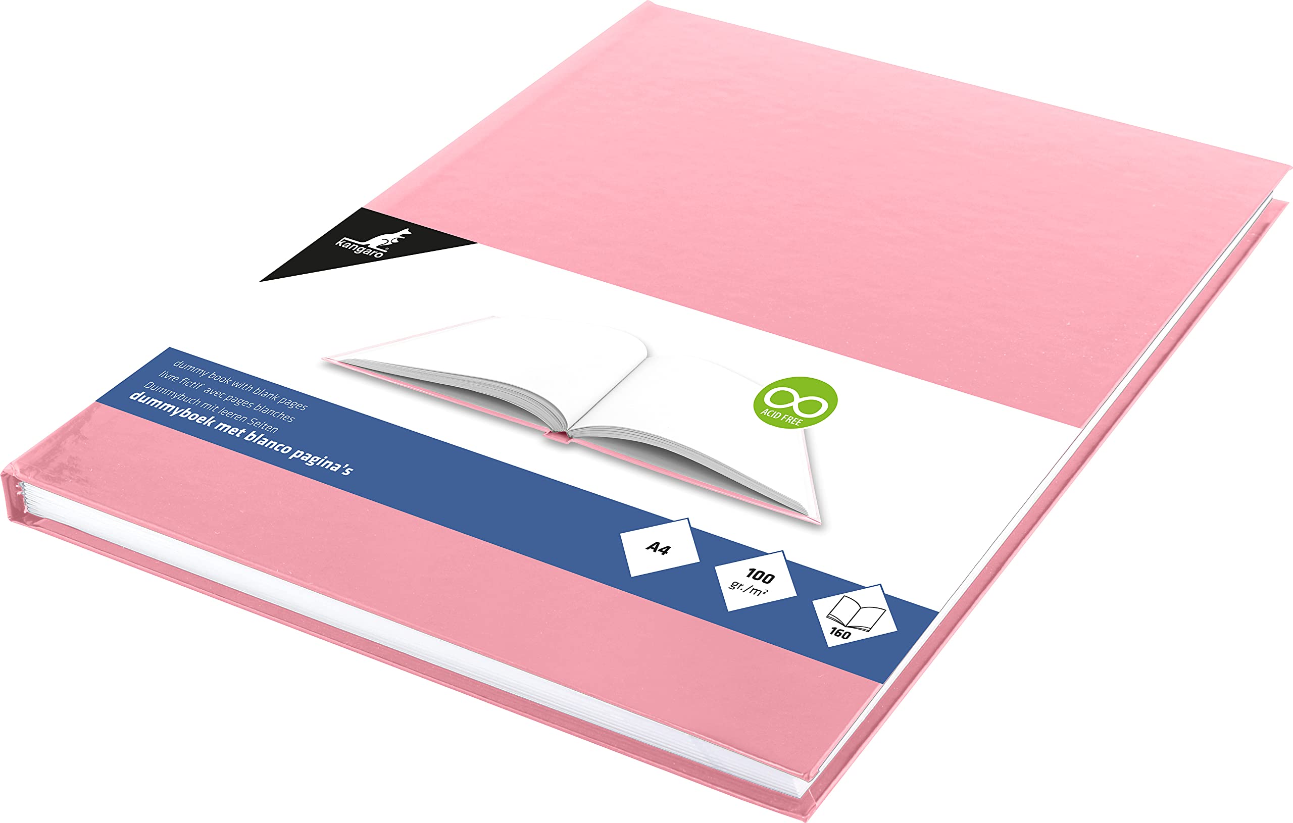 K-5352 Kangaro KTC A4 Blank Sketchbook with Pink Pastel Hard Cover 80 Sheets 100 g White Acid-Free Paper