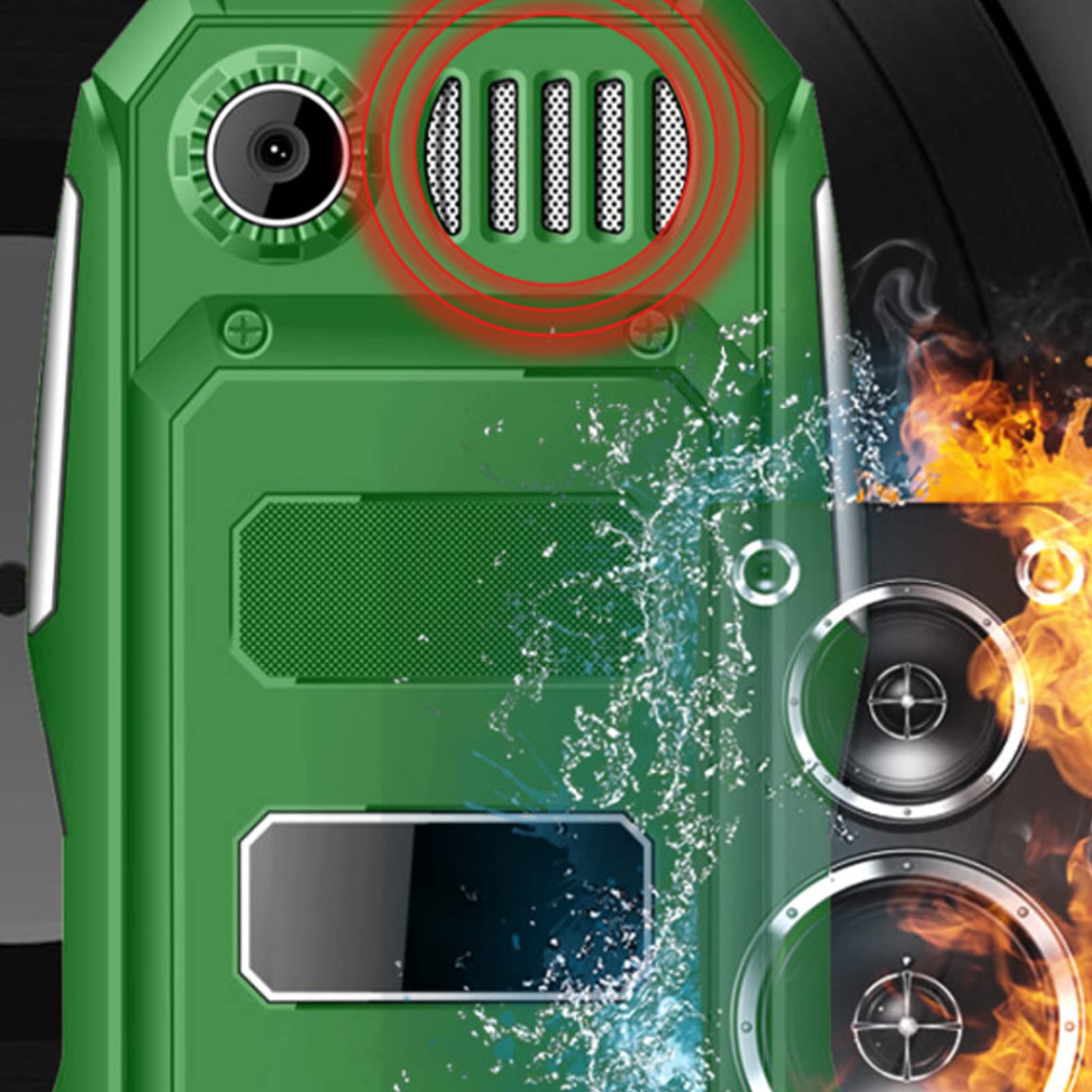 Tangxi Mini Rugged Cell Phone for Senior, 1.8 Inch Drop Proof and Dust Proof Outdoor Mobile Phone, 5800mAh Battery 32MB Unlocked GSM Cell Phone (OD Green)